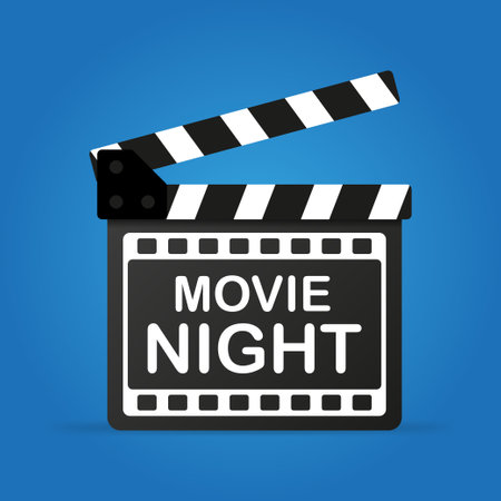 Movie night illustration. Cinema poster concept. Banner design for movie theaterのイラスト素材