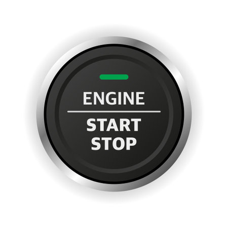 Engine start stop button. Car dashboard elementのイラスト素材