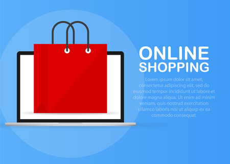 Laptop with and screen buy. Concept online shoppingのイラスト素材