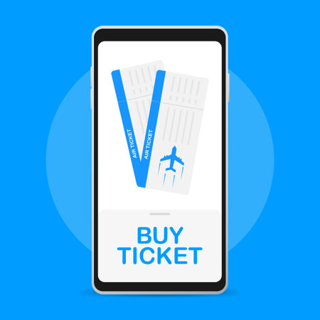 Online tickets ordering flat vector concept. Gets ticketsのイラスト素材
