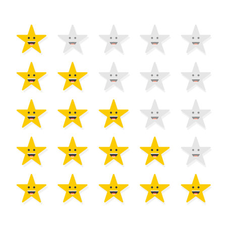 Set of stars rating. Customer review with gold star icon. Vector illustrationのイラスト素材