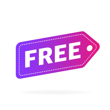 Colorful free price teg on white background.のイラスト素材