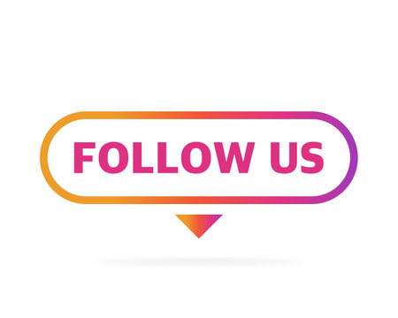 follow us blue speech bubble isolated on white backgroundのイラスト素材