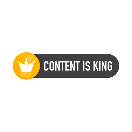 Content is king, flat icon, badge on white background. Vector stock illustration.のイラスト素材