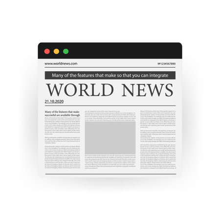 Digital News Concept with Business Newspaper on screen Laptop, icon isolated on white Vector illustrationのイラスト素材