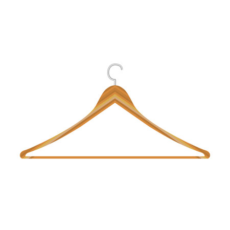 Clothes wooden hangers for jackets pants isolated. Flat vector illustrationのイラスト素材