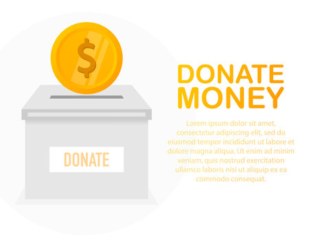 Donation box icon in flat style isolated on background. Vector illustrationのイラスト素材