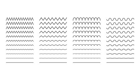 collection of different thin line wave. Vector illustration.のイラスト素材