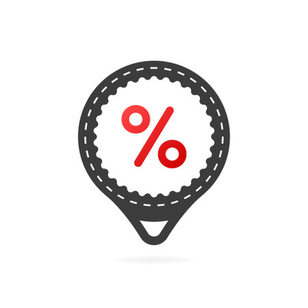 Trendy flat advertising with red discount flat badge for promo design. Poster badge. Business design. Vector illustrationのイラスト素材