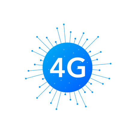 Flat icon with 4g for web design. Modern technologies. Vector illustrationのイラスト素材