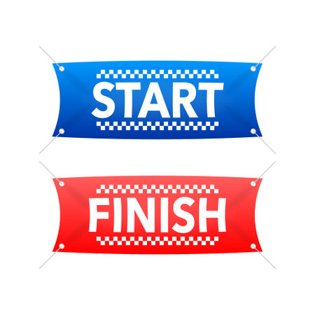 Start finish flag and banner for concept design. Illustration concept. Vector illustrationのイラスト素材