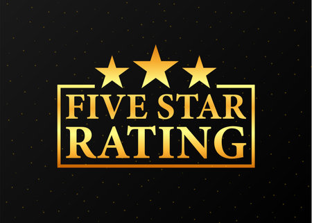5 star rating. Rating stars badges on a white background. Vector illustrationのイラスト素材