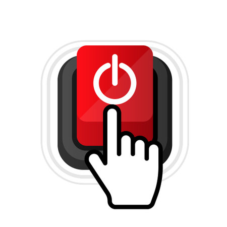 Power button in flat style on white background. Vector web button
