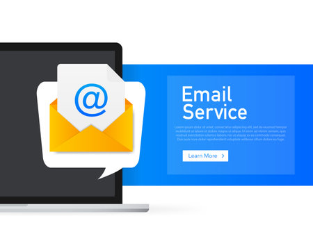 Banner with email service. Communication concept. Email sign. Social media concept. Vector stock illustrationのイラスト素材