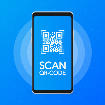Scan code smartphone on white background. Isolated white background. Bar code icon. Flat vector...