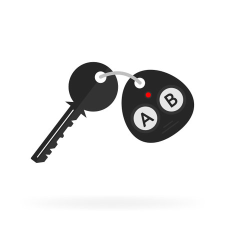Auto key, great design for any purposes. 3d vector illustration. Blue background. White background. Vector iconのイラスト素材