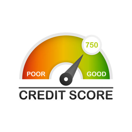 Detailed illustration of a credit score meter with pointerのイラスト素材
