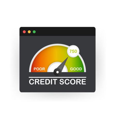Detailed illustration of a credit score meter with pointerのイラスト素材
