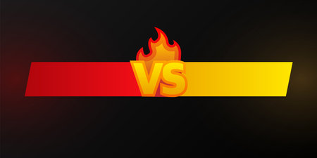 VS versus yellow and red in comic design. Battle banner match. Black background. Vector illustrationのイラスト素材