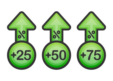Three different growth in percent on white background. Rate interest. Vector illustrationのイラスト素材