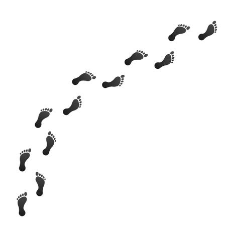 Footprint on white background. Traces people. Vector illustrationのイラスト素材