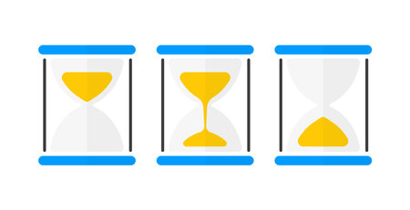 Sand hourglass collection showing the passage of time. Vector illustrationのイラスト素材