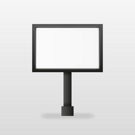 Advertising billboard screen in black color on white background. Realistic object. Vector illustrationのイラスト素材