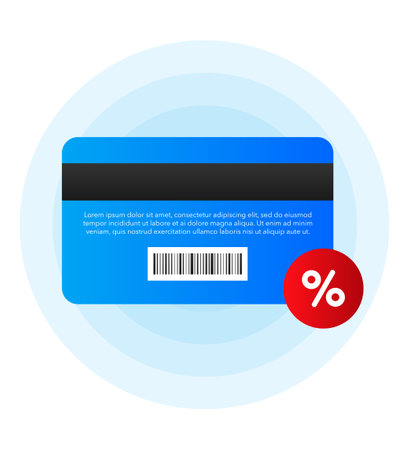Discount blue card for buying on white background. Vector illustrationのイラスト素材
