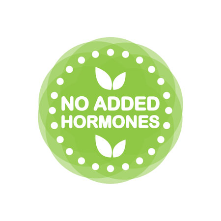 No added hormones green stamp in flat style on white background. Vector illustrationのイラスト素材
