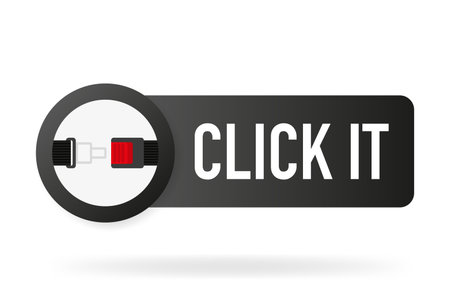 Click it black label on white background. Vector illustrationのイラスト素材