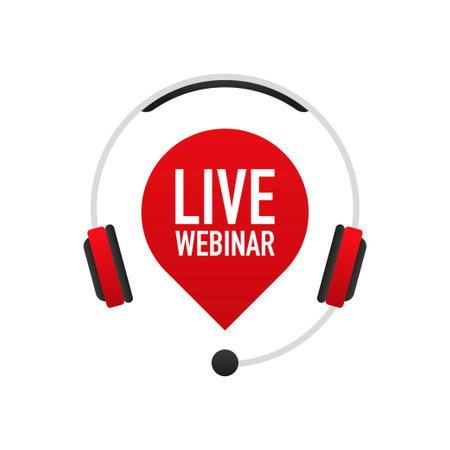 Live webinar icon on white background. Play video. Vector illustrationのイラスト素材