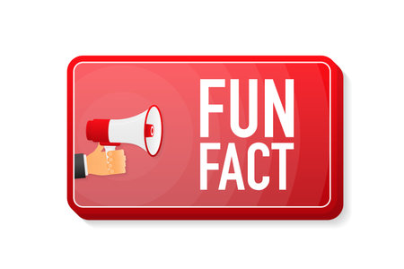 Fun Fact megaphone red banner in 3D style on white background. Hand holds loudspeacker. Vector illustrationのイラスト素材