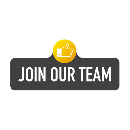 Join our team banner. Flat label. Vector illustrationのイラスト素材