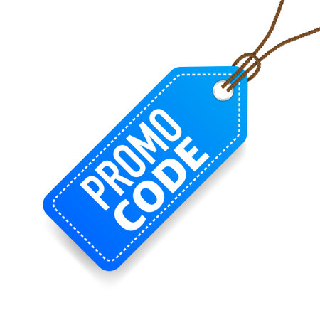 Promo code blue price tag. Blue label. Vector illustrationのイラスト素材