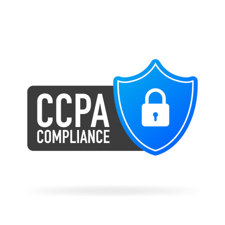 CCPA compliance flat blue secure label on white background. Vector illustrationのイラスト素材