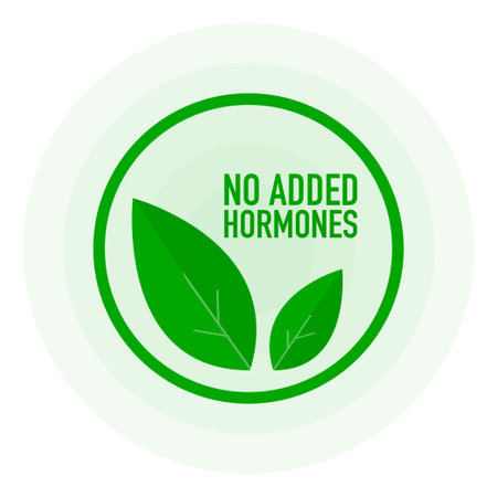 No added hormones green stamp in flat style on white background. Vector illustrationのイラスト素材