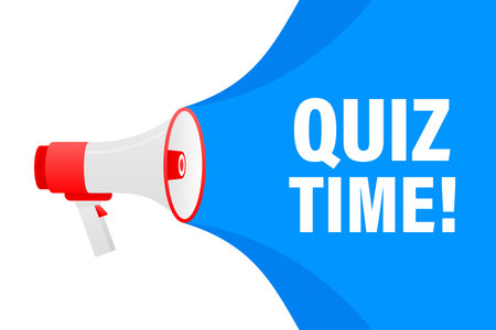 Quiz blue banner in 3D style on white background. Vector illustration.のイラスト素材