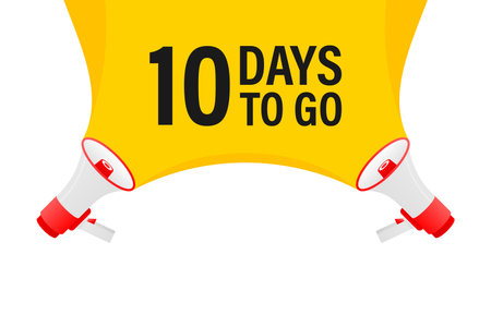 Loudspeaker. Megaphone with ten days to go. Banner for business, marketing and advertising.のイラスト素材