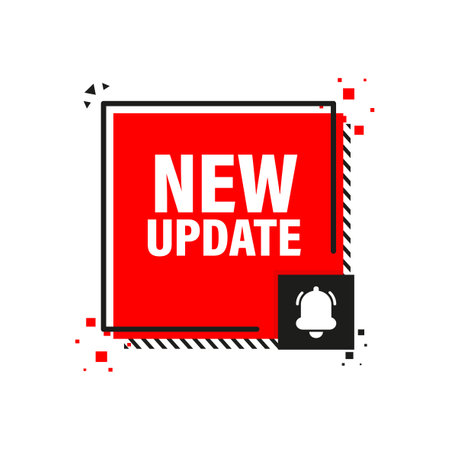 New update red label on white background. Red banner. Vector illustration.のイラスト素材