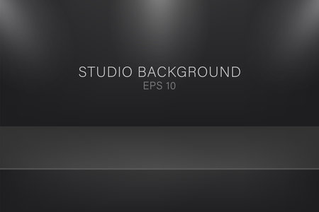 Modern studio background, great design for any purposes. Vector black abstract background. 3d vector illustration.のイラスト素材