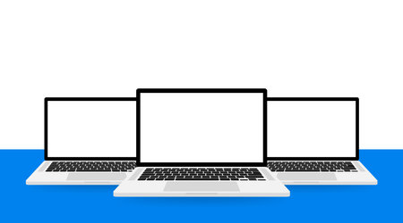 Flat mock up laptop for web site design. Awesome mock up laptop, great design for any purposes.のイラスト素材