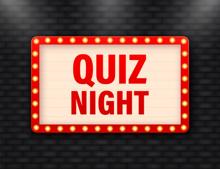 Cartoon banner. Neon quiz sign vector design template. Giveaway banner. Game sign.のイラスト素材