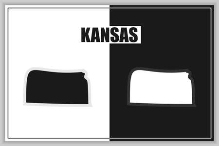 Flat style map of State of Kansas, USA. Kansas outline. Vector illustrationのイラスト素材