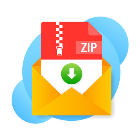 Zip file. Icon for web background design. Email sign. Technology vector illustration. Technology backgroundのイラスト素材