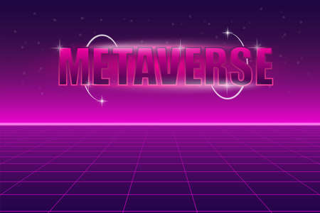 Metaverse technology concept. Digital space. Virtual reality. 3d vector. World map.のイラスト素材