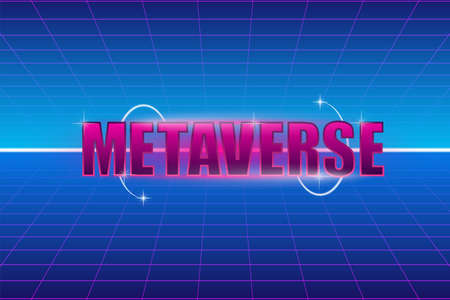 Metaverse technology concept. Digital space. Virtual reality. 3d vector. World map.のイラスト素材