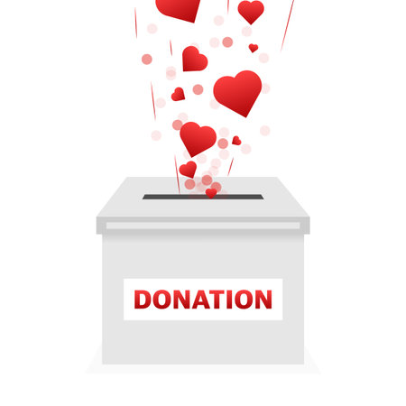 Donation hearts, great design for any purposes. Doodle collection with donation for concept design. Flat vector cartoon money illustrationのイラスト素材