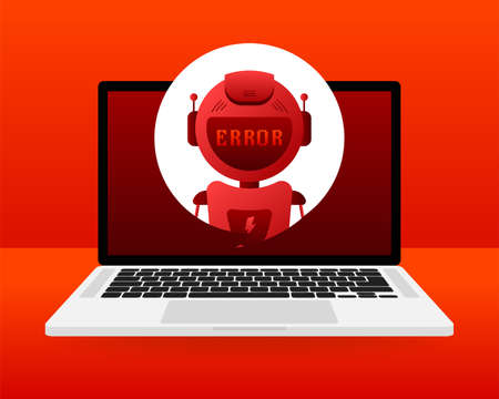 Error chatbot glyph icon. Silhouette symbol. Talkbot with error in speech bubble. Error bot. Artificial intelligenceのイラスト素材