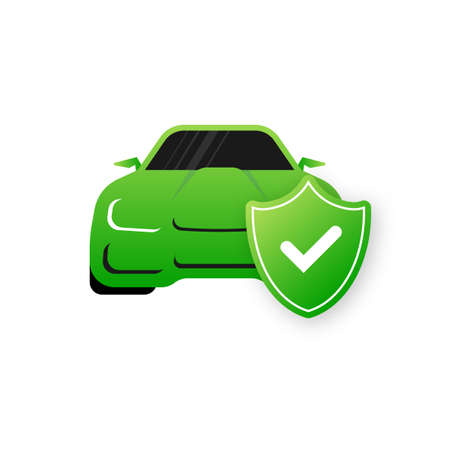 Flat infographic. Car insurance icon on blue background. Flat isometric vector illustrationのイラスト素材