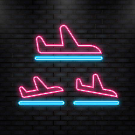 Neon Icon. Information panel on the direction of arrivals and departures at airports on a white backgroundのイラスト素材